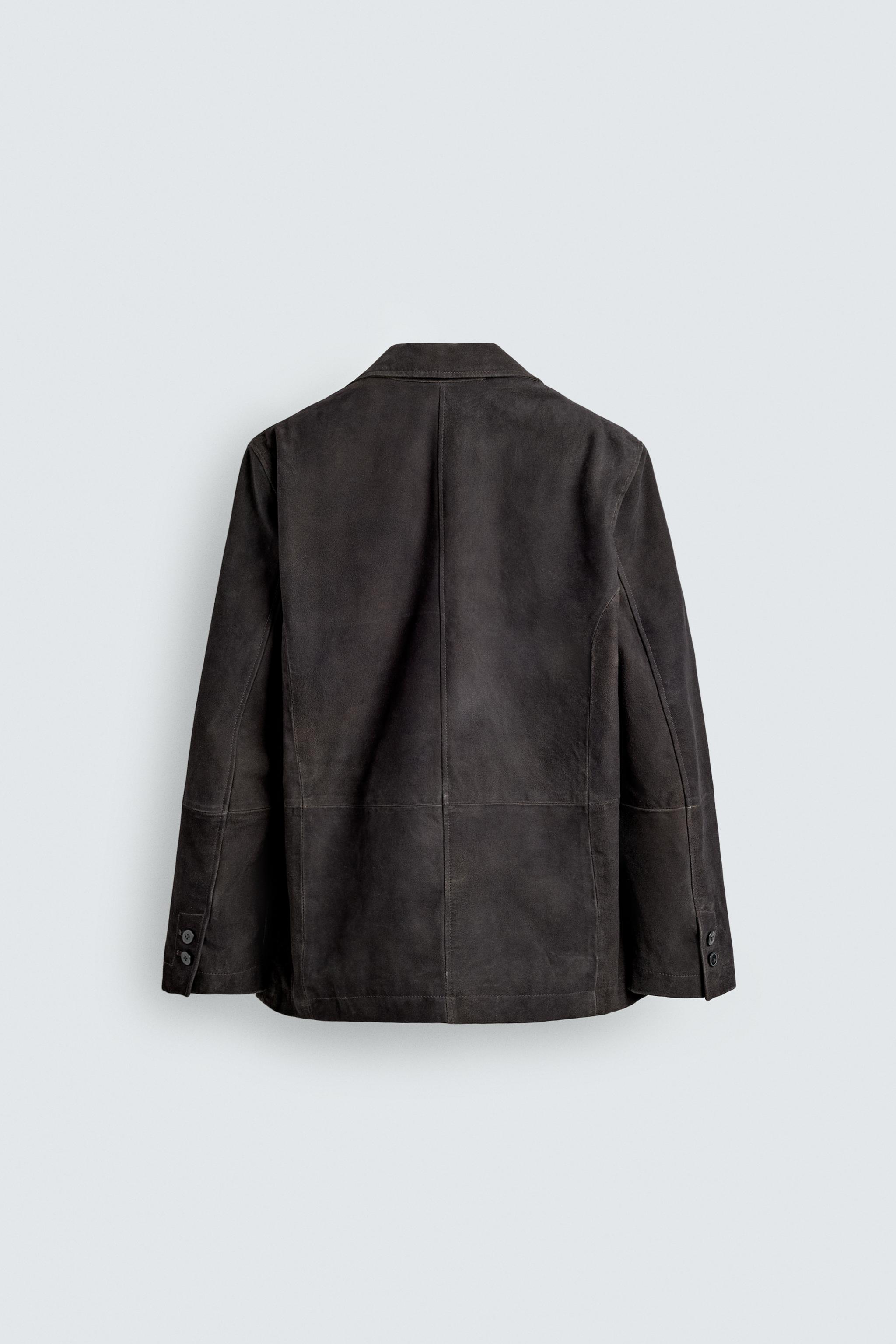 WASHED EFFECT SUEDE LEATHER BLAZER